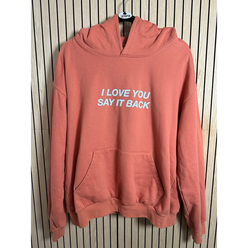 299 Lonely Ghost I Love You Say It Back Coral Daisy Graphic Hoodie (XL, EUC)